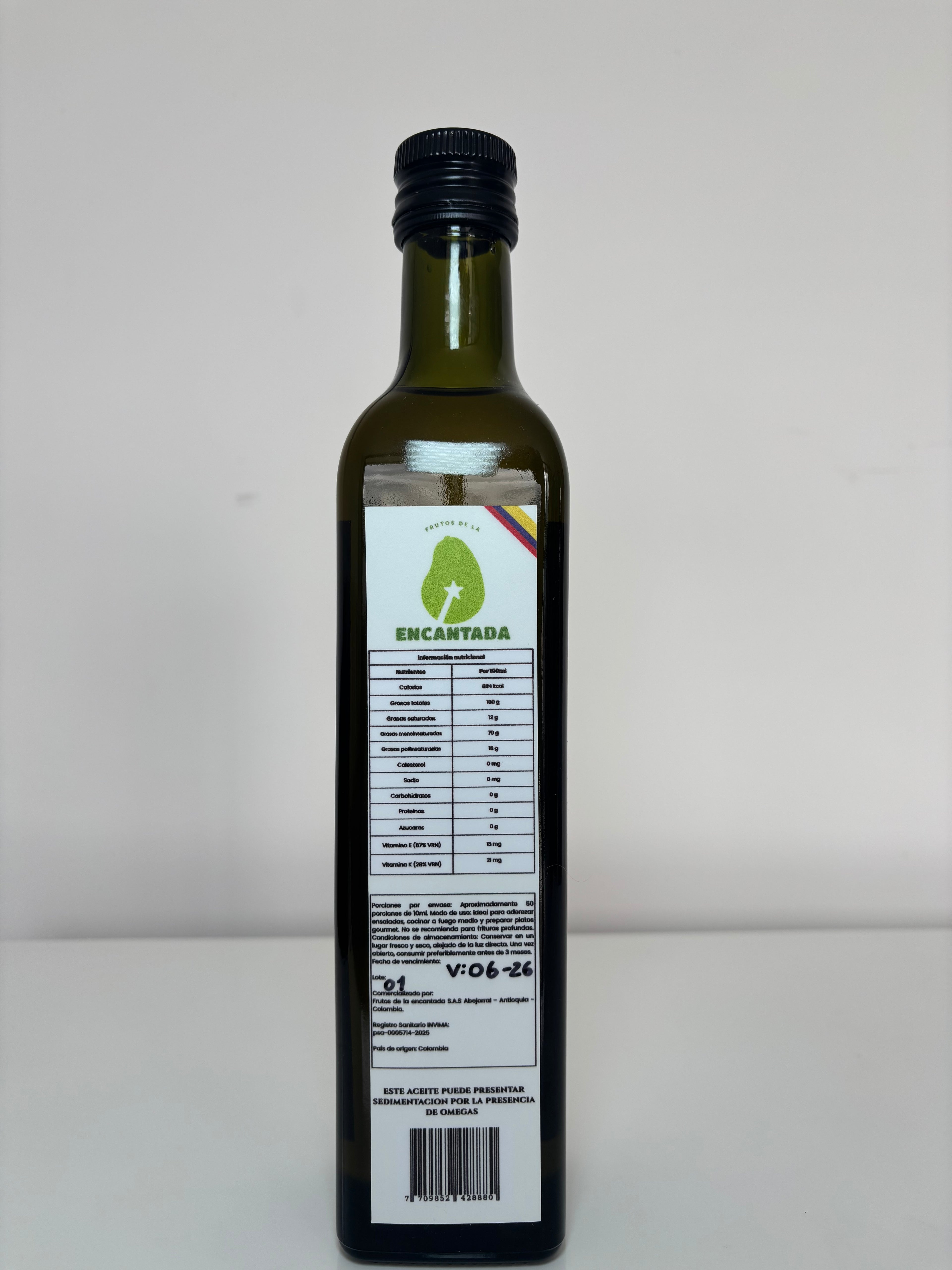 Aceite de Aguacate Refinado 500 ml – 100 % Natural | Frutos de la Encantada